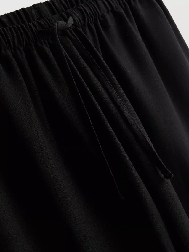 Cotton-blend wide-leg pants