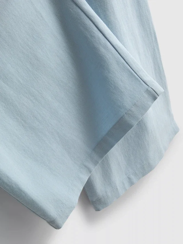 Cotton-blend wide-leg pants