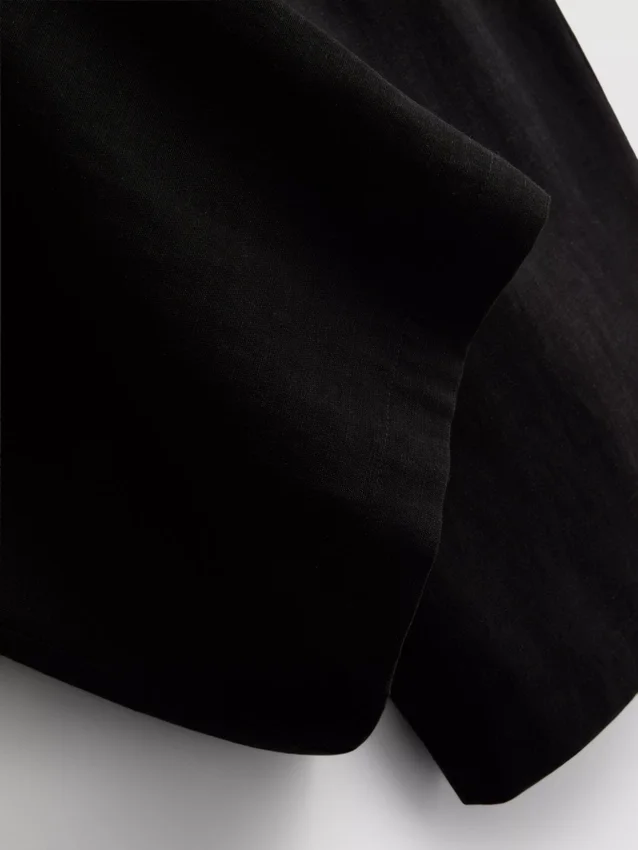 Cotton-blend wide-leg pants