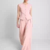 Cotton blend wide leg sweatpants