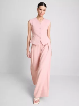 Cotton blend wide leg sweatpants