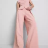 Cotton blend wide leg sweatpants