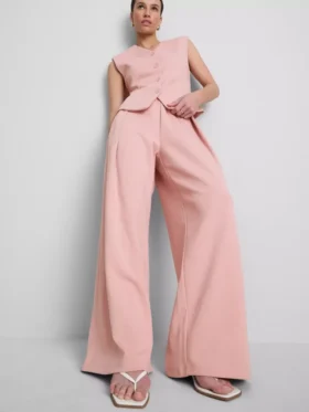 Cotton blend wide leg sweatpants