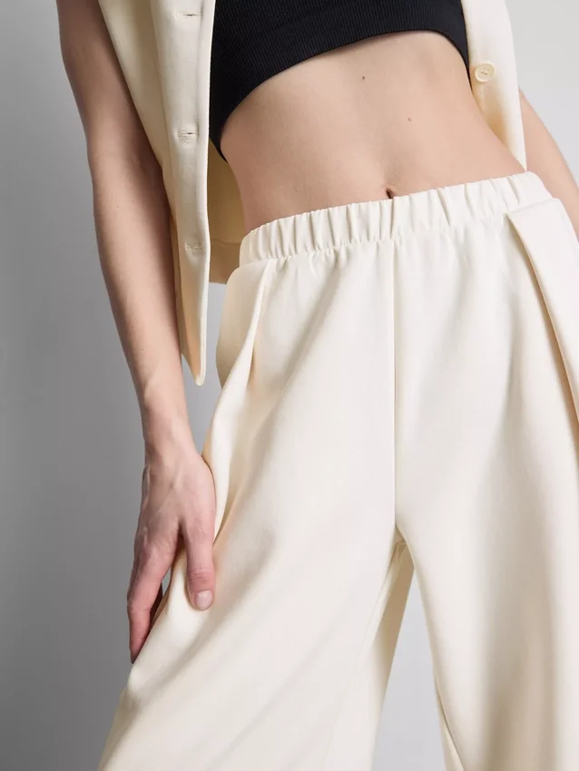 Cotton blend wide leg sweatpants