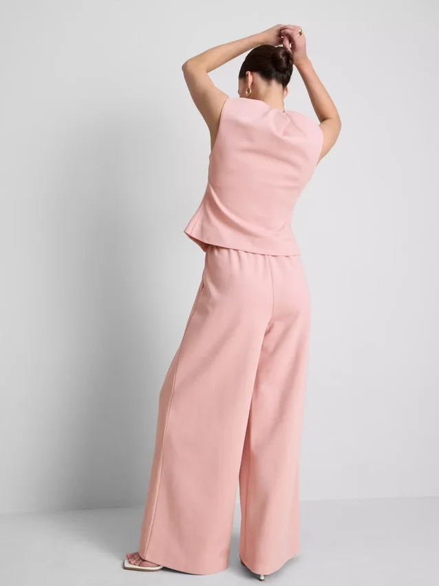 Cotton blend wide leg sweatpants