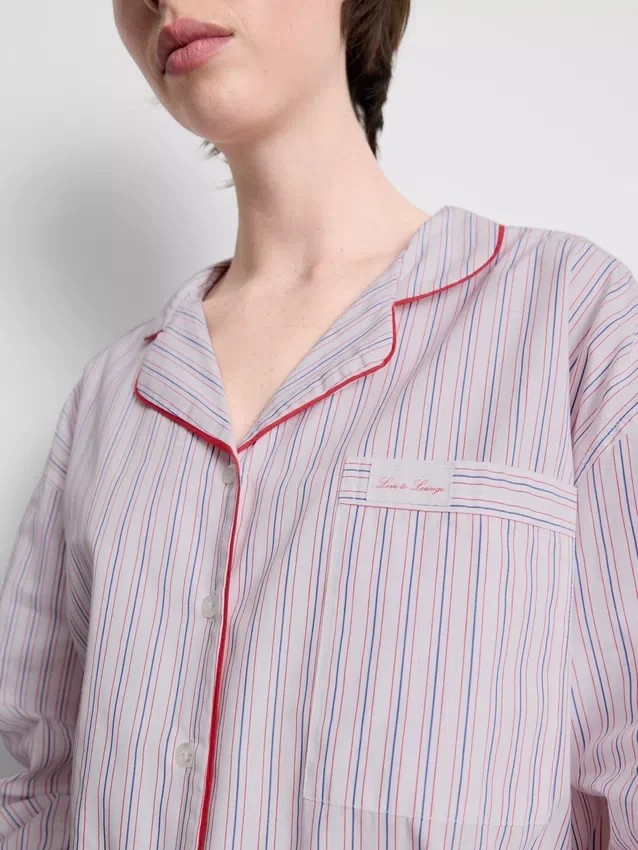 Cotton breakfast in bed pajama shirt