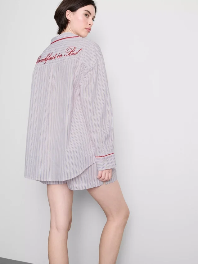 Cotton breakfast in bed pajama shirt