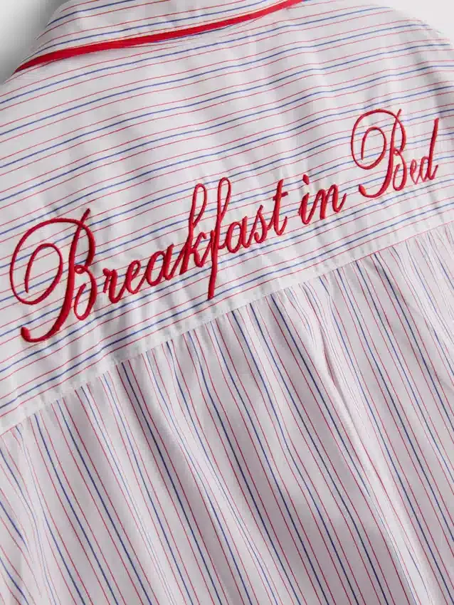 Cotton breakfast in bed pajama shirt