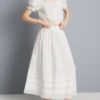 Cotton broderie midi skirt