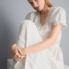 Cotton broderie midi skirt