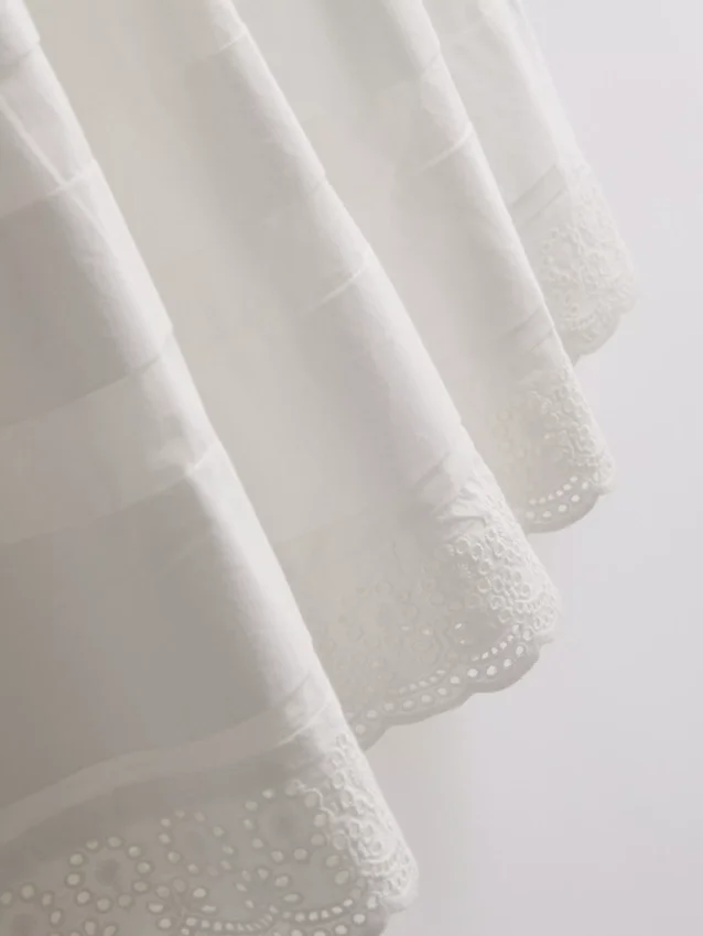Cotton broderie midi skirt