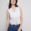 Cotton broderie tie front top