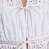 Cotton broderie tie front top