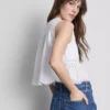 Cotton broderie tie front top
