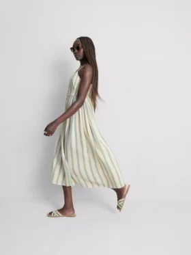 Cotton button through midi dress