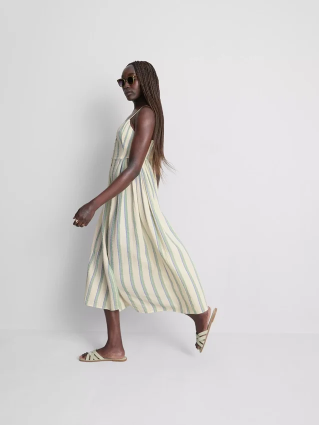 Cotton button through midi dress