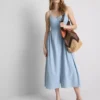 Cotton button through midi dress