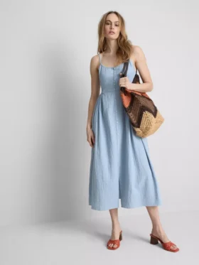 Cotton button through midi dress