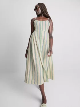 Cotton button through midi dress