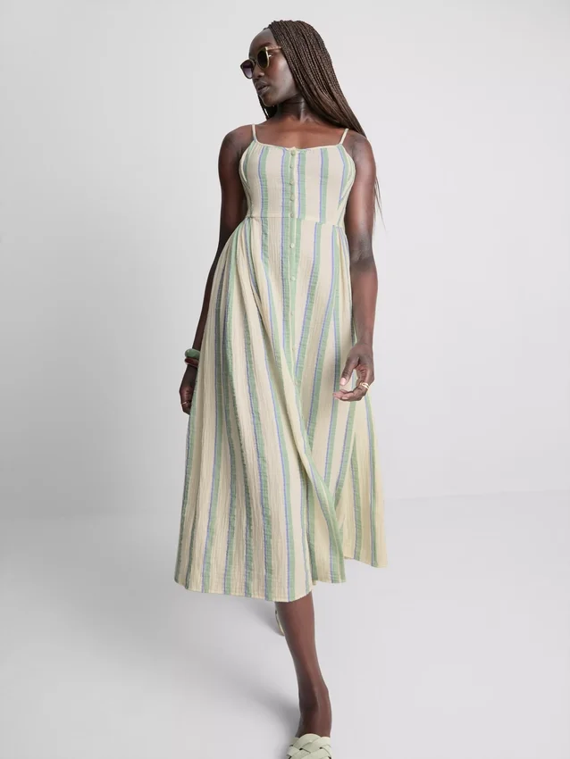 Cotton button through midi dress