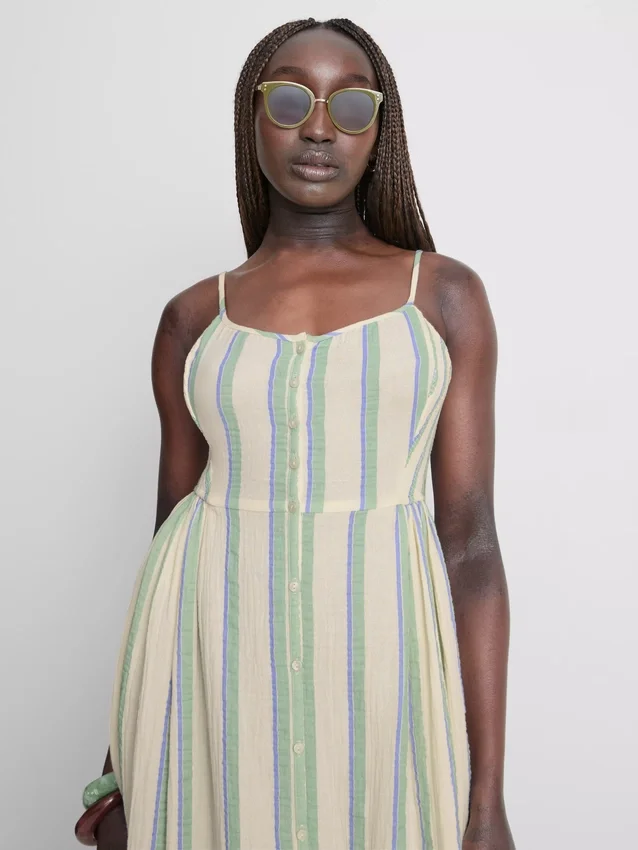 Cotton button through midi dress
