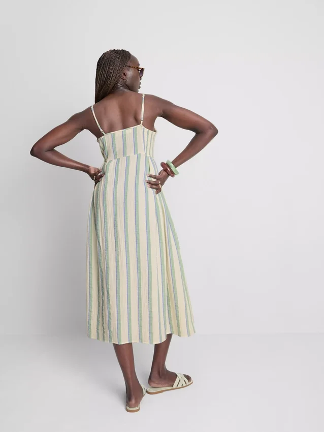Cotton button through midi dress