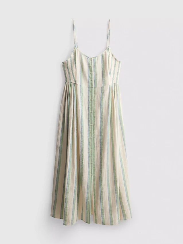 Cotton button through midi dress