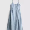 Cotton button through midi dress