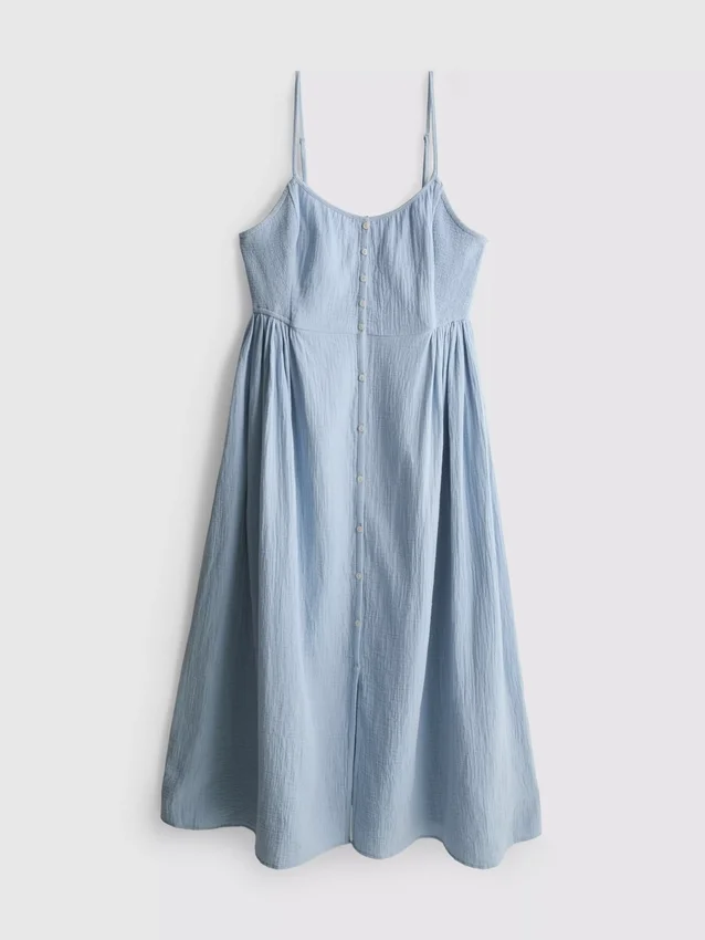 Cotton button through midi dress