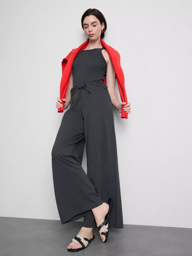 Cotton casual wide-leg joggers