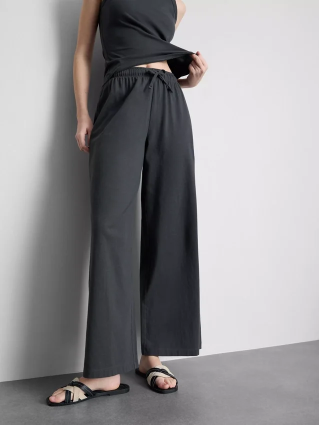 Cotton casual wide-leg joggers