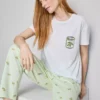 Cotton crew neck printed pajamas