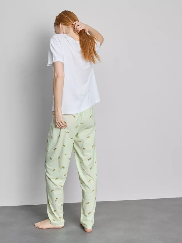 Cotton crew neck printed pajamas