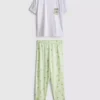 Cotton crew neck printed pajamas