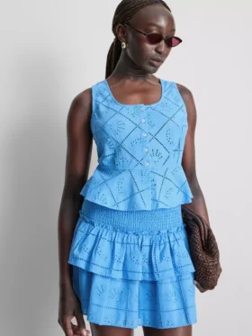 Cotton cropped cutwork cami top