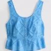 Cotton cropped cutwork cami top