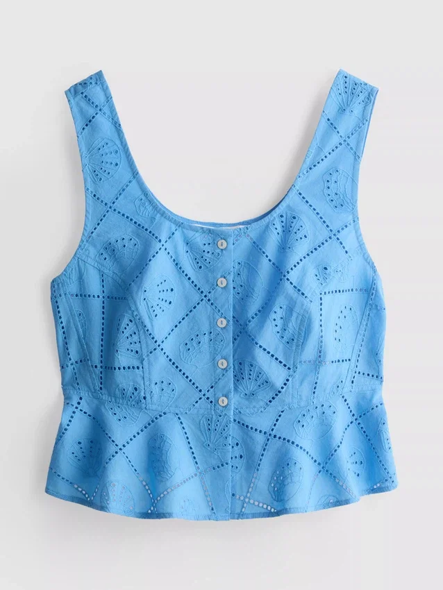 Cotton cropped cutwork cami top