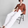 Cotton cropped tie front shirt