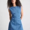 Cotton denim a-line mini dress