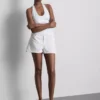 Cotton denim a-line shorts