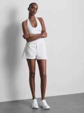 Cotton denim a-line shorts