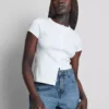 Cotton denim a-line shorts