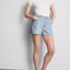 Cotton denim a-line shorts