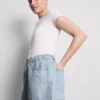 Cotton denim a-line shorts