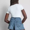 Cotton denim a-line shorts