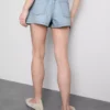Cotton denim a-line shorts