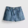 Cotton denim a-line shorts