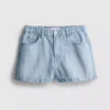 Cotton denim a-line shorts