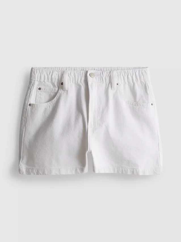 Cotton denim a-line shorts