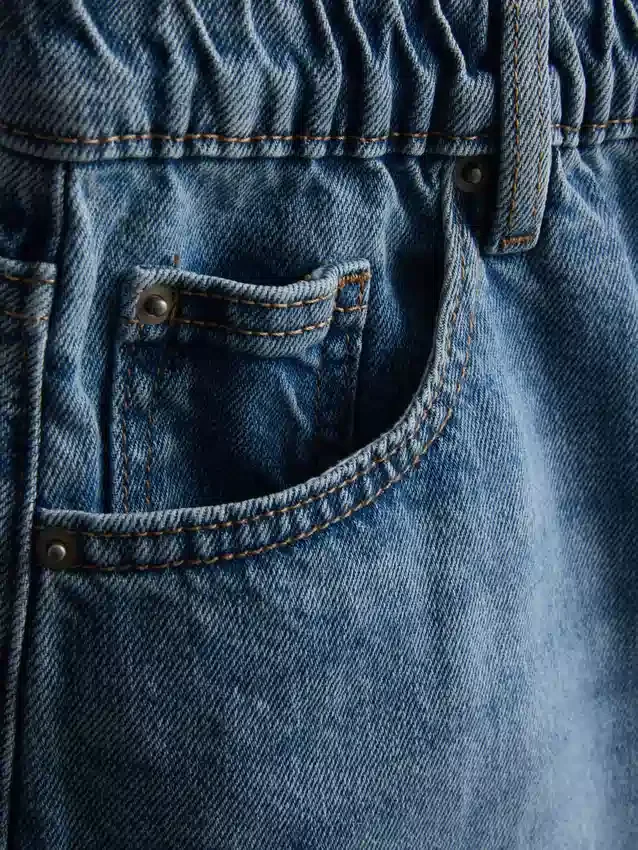Cotton denim a-line shorts